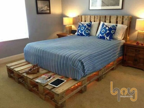 Giường ngủ sang trọng làm từ pallet gỗ